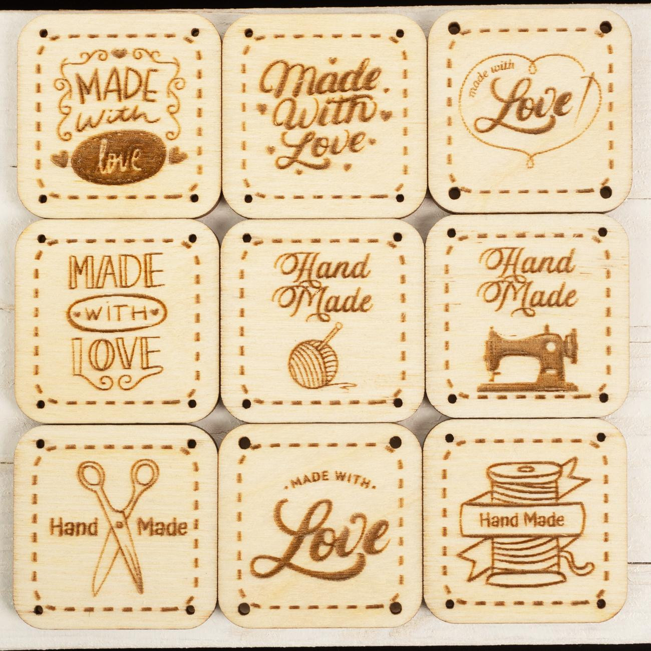 Set of wooden tags - MIX (9 pcs.)