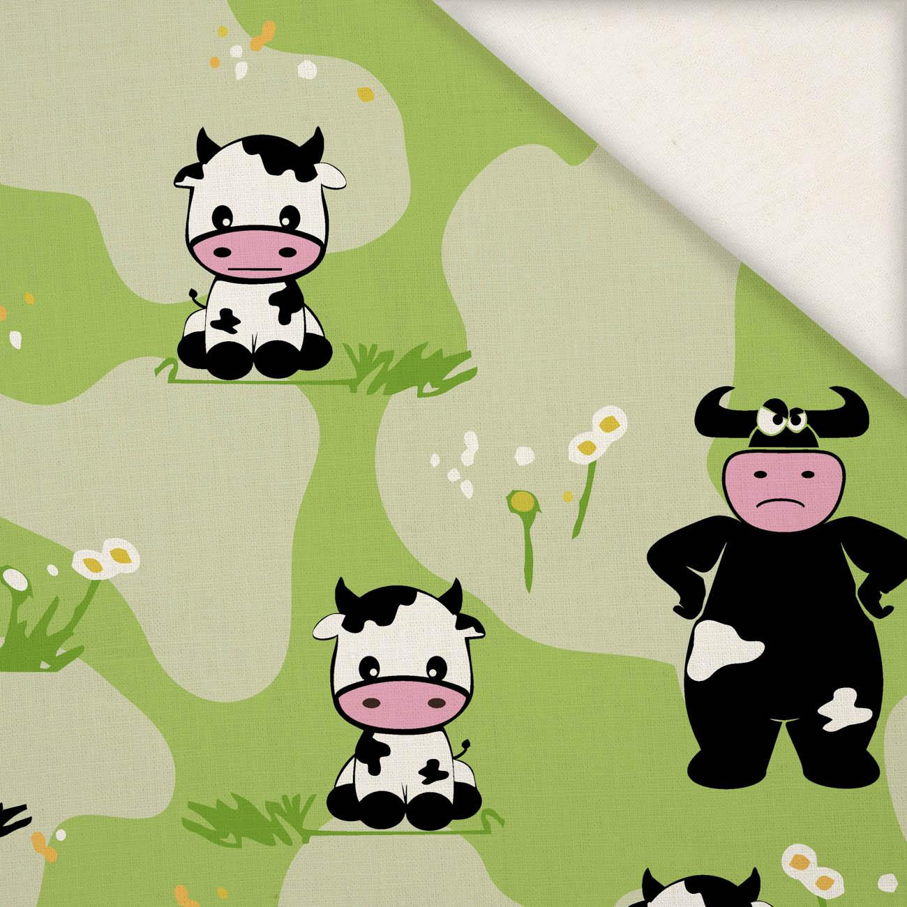 COWS ON GREEN - Linen 100%