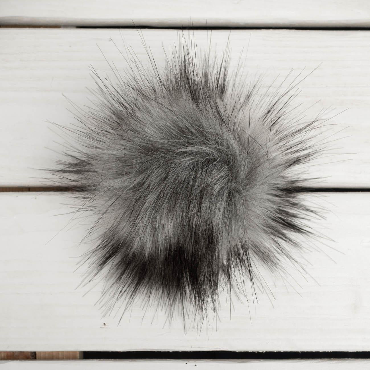 Eco fur pompom 9cm - melange light grey