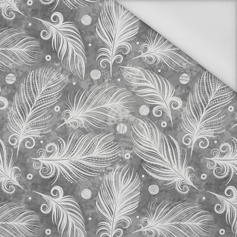 WHITE FEATHERS (GREY) / white - Waterproof woven fabric