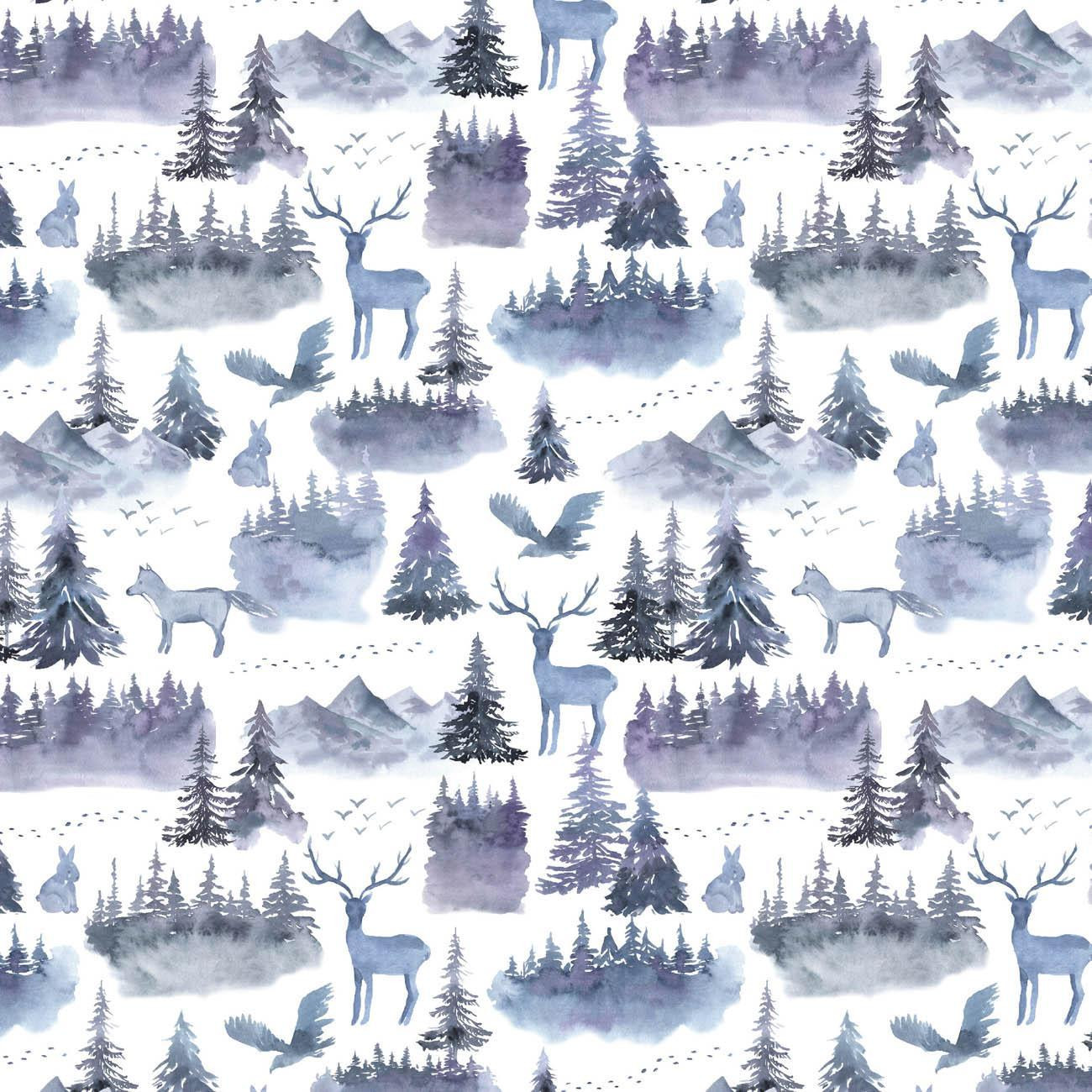 50cm ANIMALS IN THE FOREST (PAINTED FOREST) - thick looped knit 