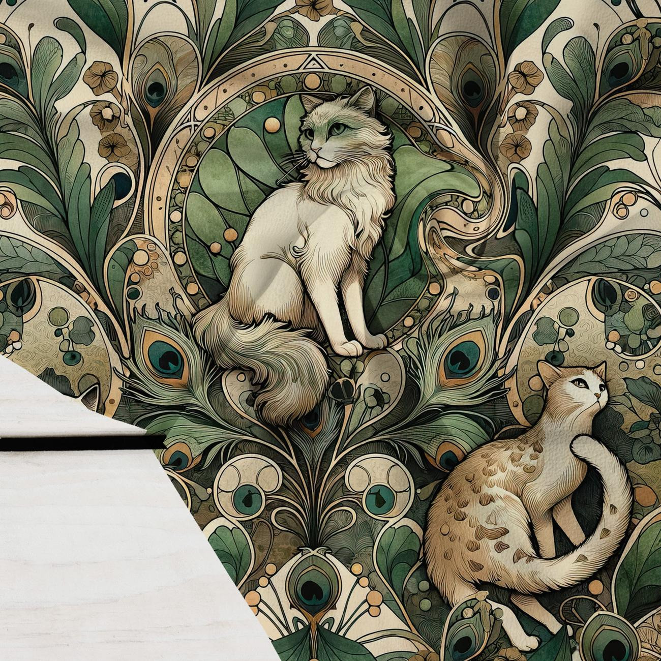 ART NOUVEAU CATS & FLOWERS PAT. 1 - Crepe