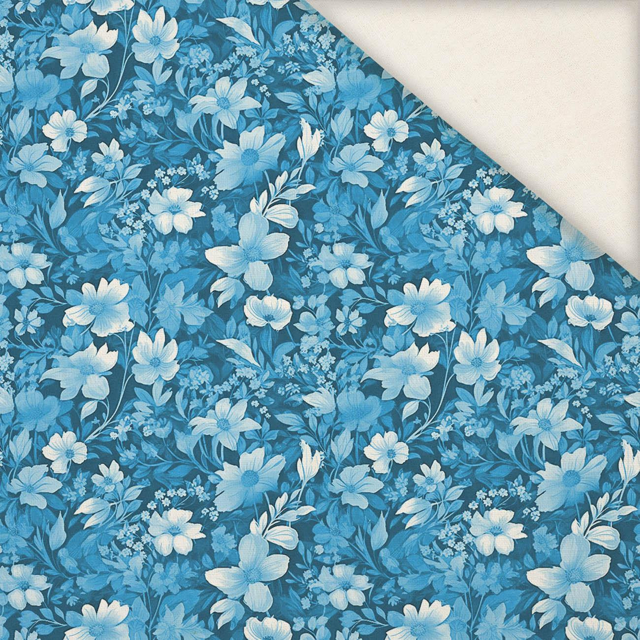 TRANQUIL BLUE / FLOWERS - Linen 100%