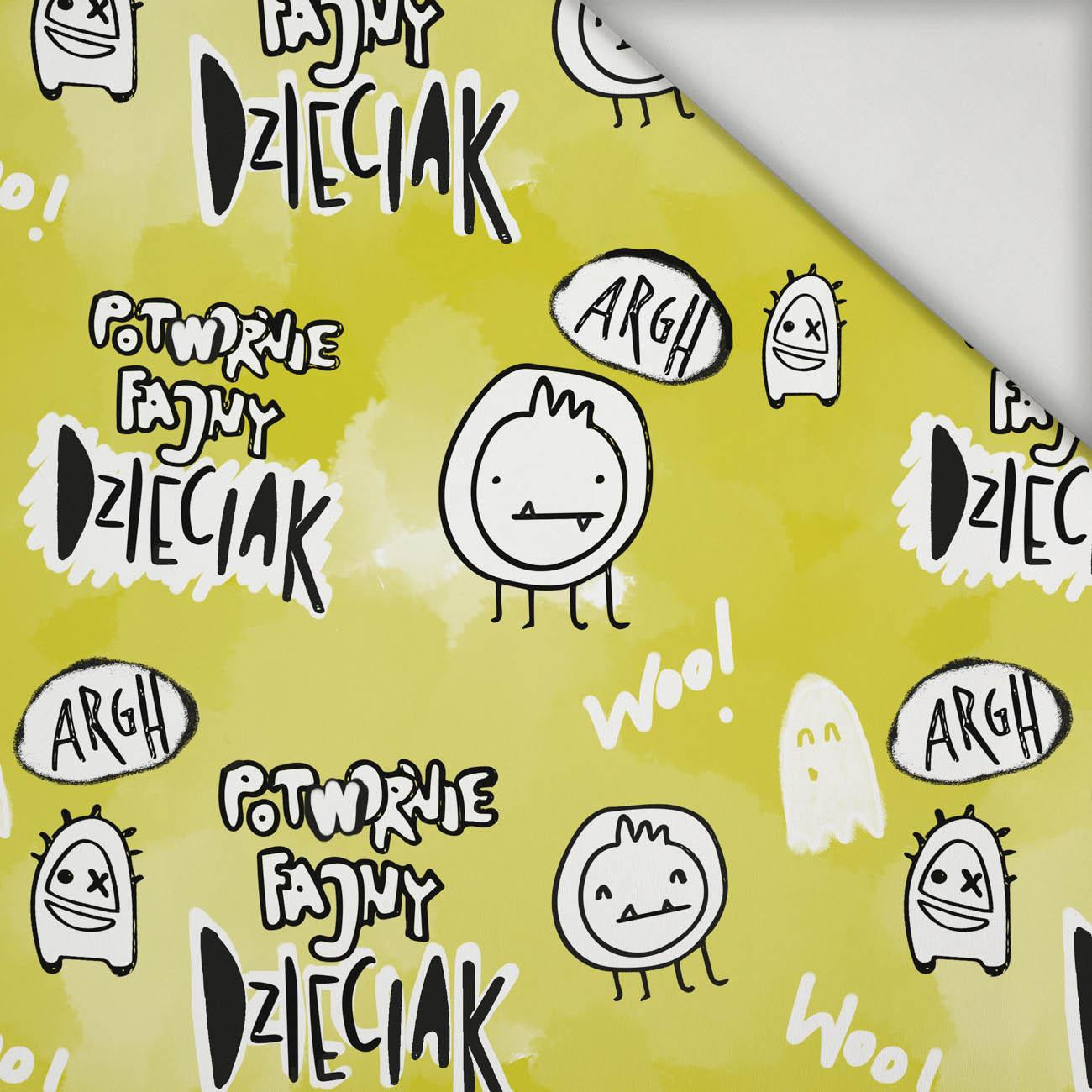 POTWORNIE FAJNY DZIECIAK / yellow (SCHOOL DRAWINGS) - lycra 300g