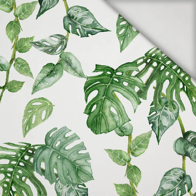 ROPICAL LEAVES MIX pat. 2 / white (JUNGLE) - swimsuit lycra