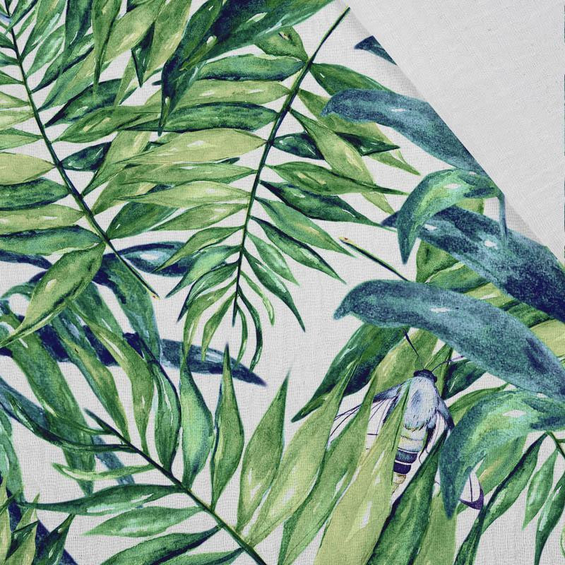 LEAVES AND INSECTS PAT. 6 (TROPICAL NATURE) / white - Cotton muslin