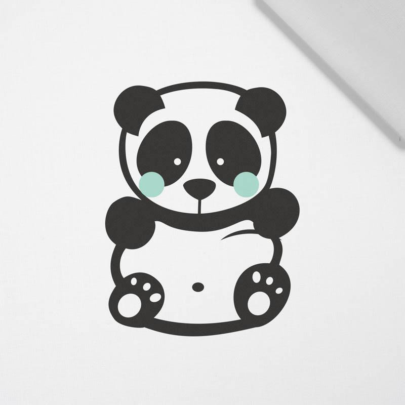 PANDA / MINT size "S" 30x45 cm - white (front) - Cotton woven fabric panel