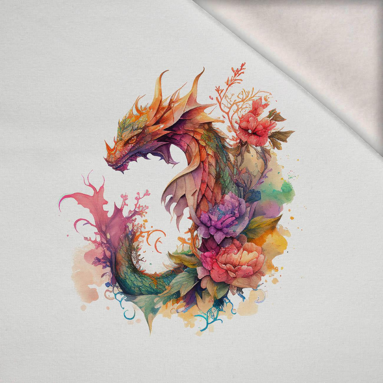 WATERCOLOR DRAGON PAT. 2 -  PANEL (60cm x 50cm) brushed knitwear with elastane ITY