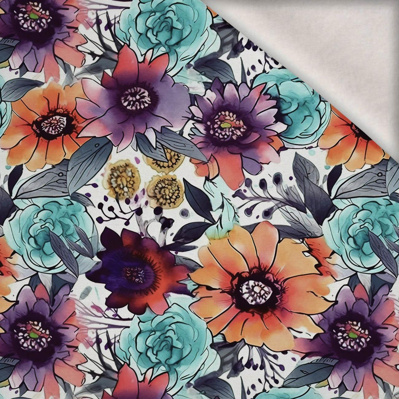 WATER-COLOR FLOWERS pat. 6 - brushed knitwear with elastane ITY
