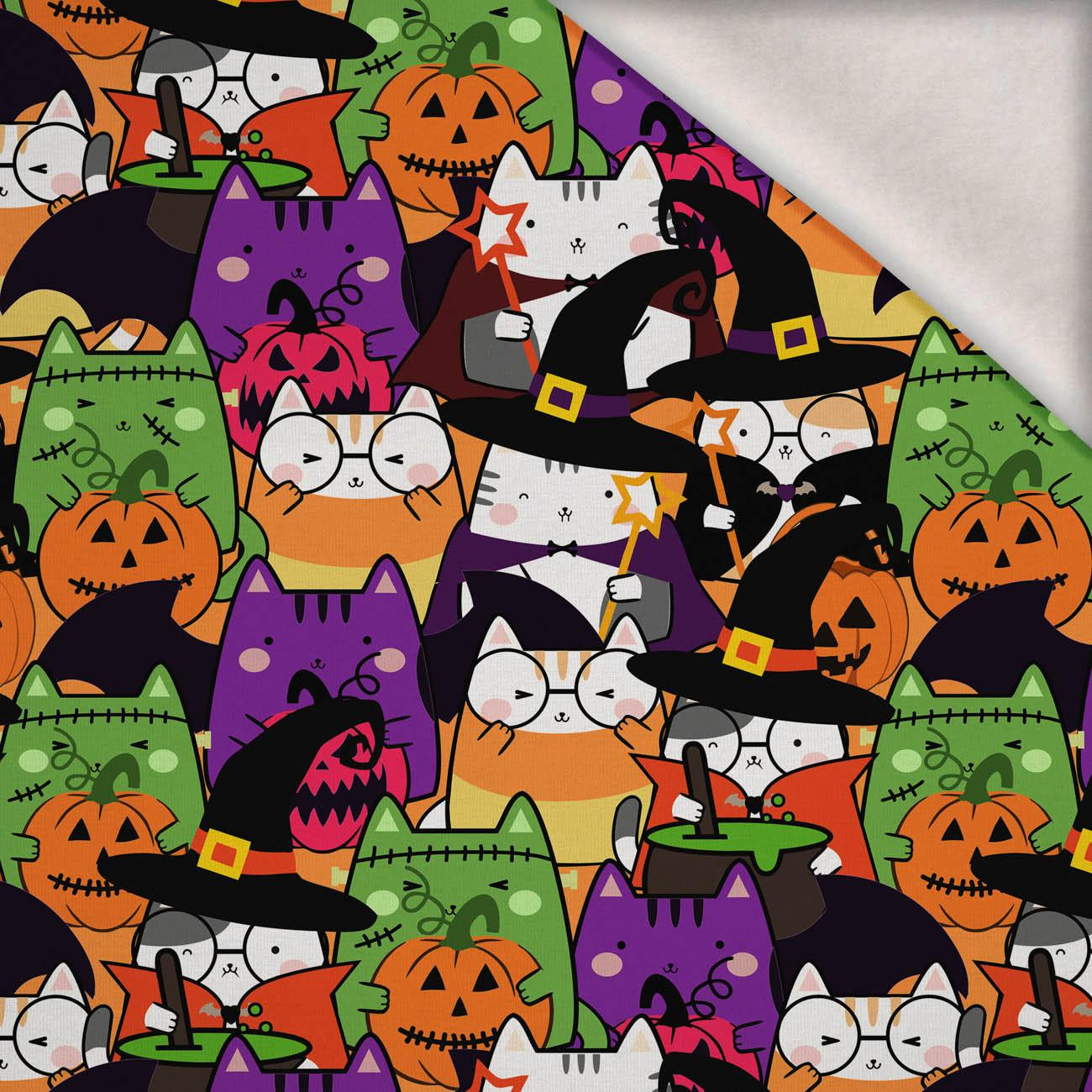 HALLOWEEN CATS PAT. 2 - brushed knitwear with elastane ITY HALLOWEEN CATS PAT. 2 - brushed knitwear with elastane ITY