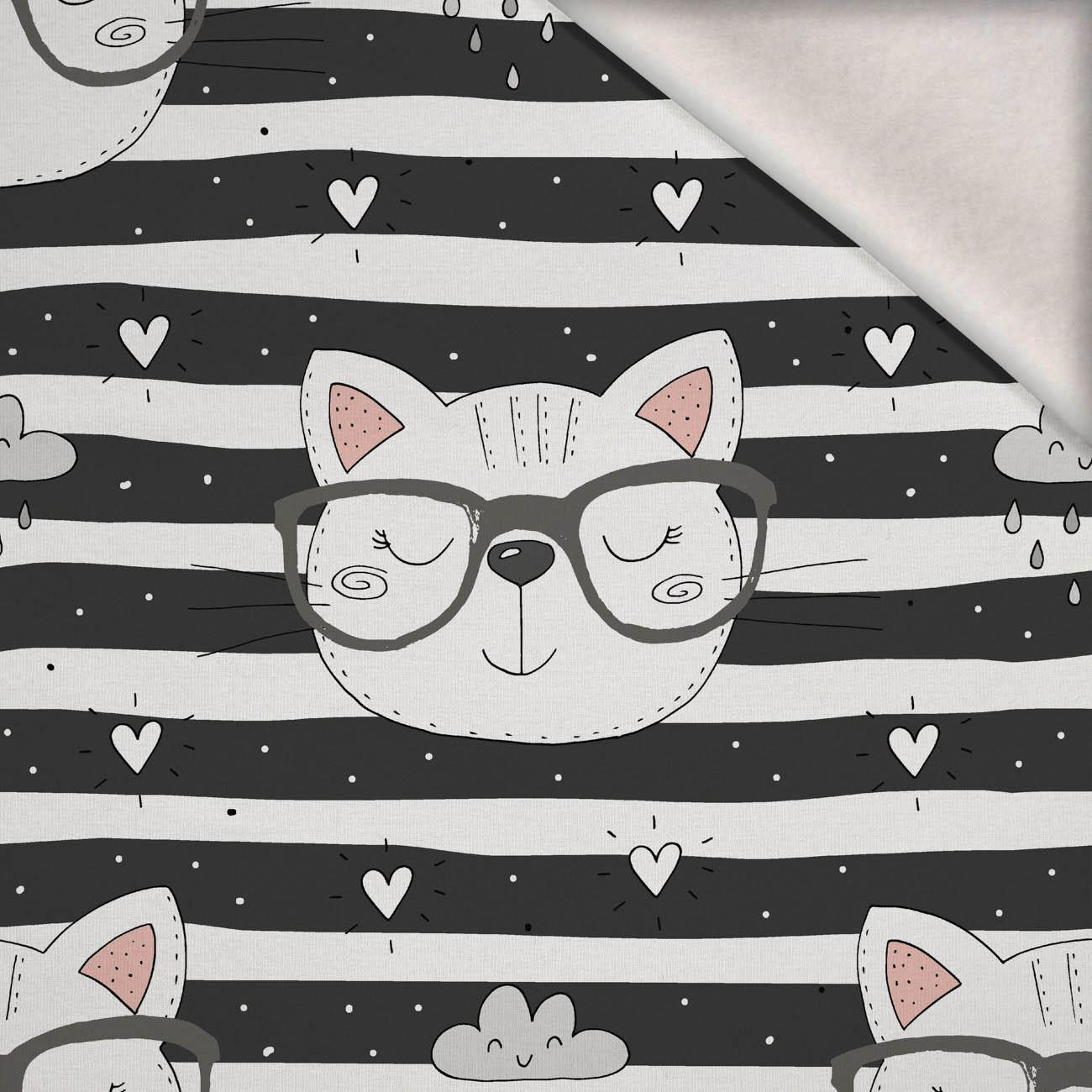 CATS IN GLASSES / grey - brushed knitwear with elastane ITY CATS IN GLASSES / grey - brushed knitwear with elastane ITY