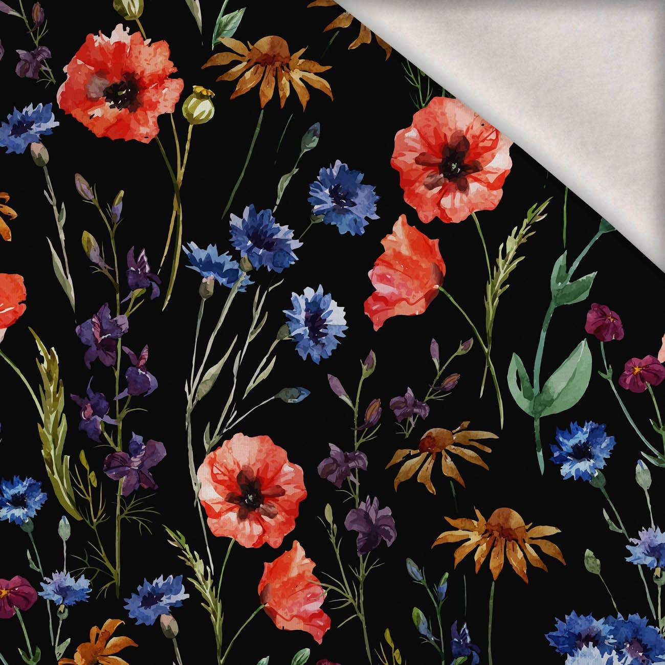 FIELD FLOWERS / black - brushed knitwear with elastane ITY FIELD FLOWERS / black - brushed knitwear with elastane ITY