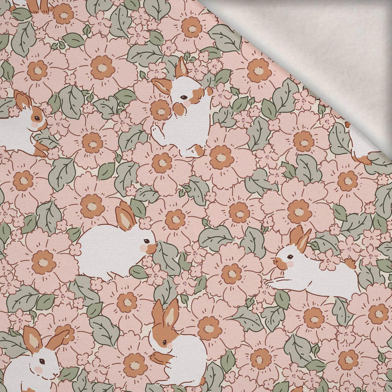 HARES ON FLOWERS - brushed knitwear with elastane ITY HARES ON FLOWERS - brushed knitwear with elastane ITY