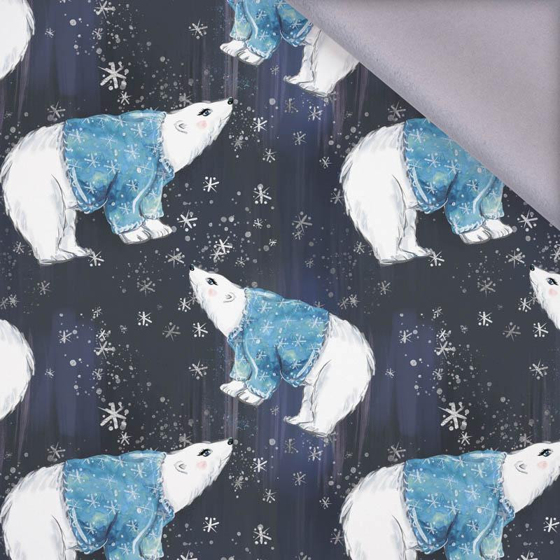WHITE BEARS IN SWEATERS / navy (ENCHANTED WINTER) - softshell