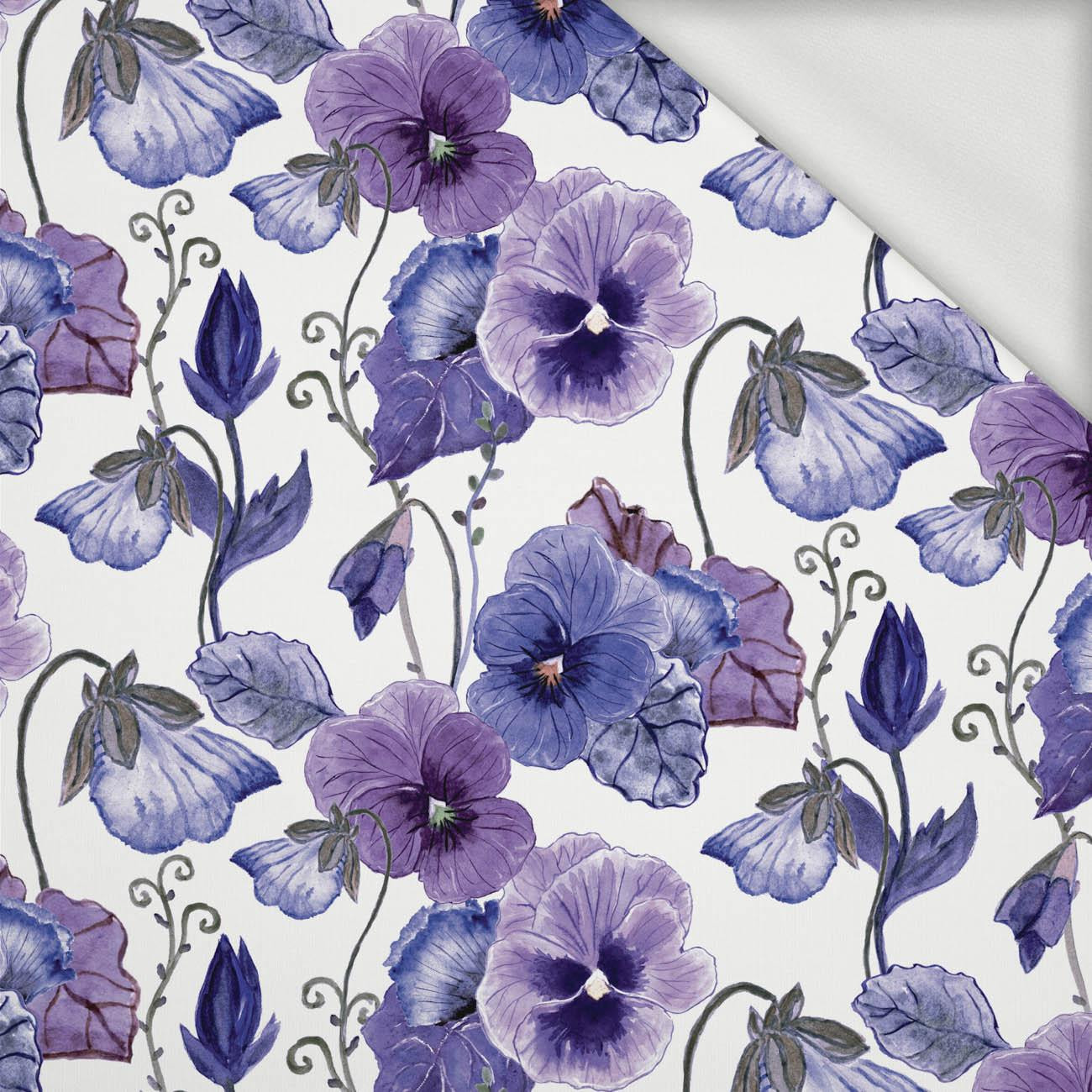 PANSIES (BLOOMING MEADOW) (Very Peri) - looped knit fabric