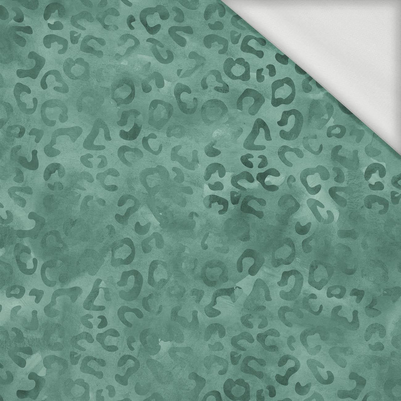 SPOTS / modern mint (SNOW LEOPARDS) - looped knit fabric