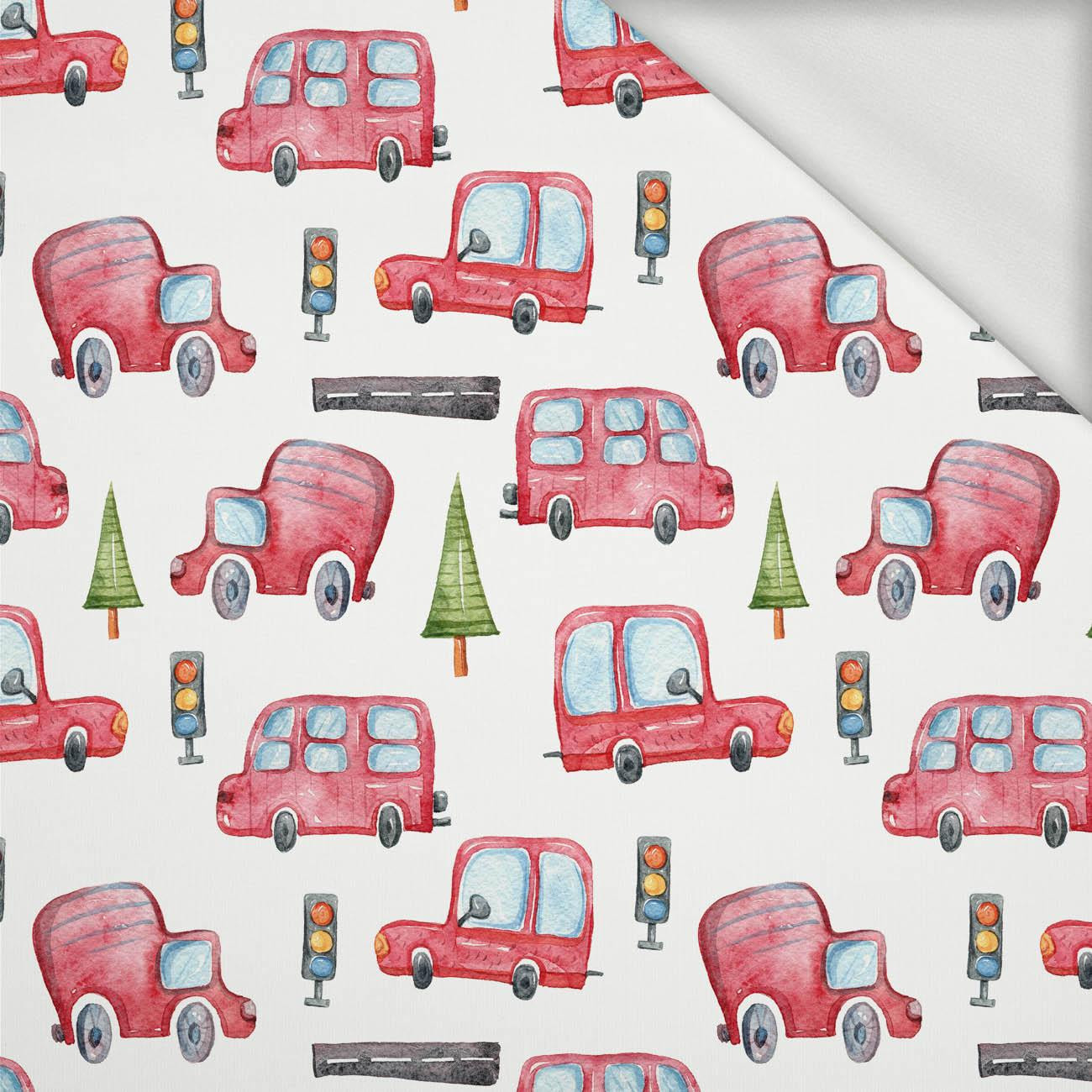 RED BUSSES pat. 1 (CITY WORLD) - looped knit fabric