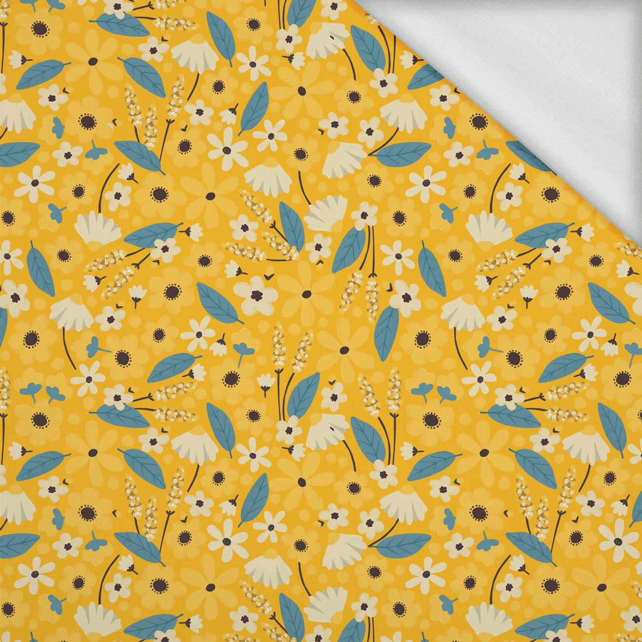 SMALL FLOWERS pat. 2 / mustard - looped knit fabric