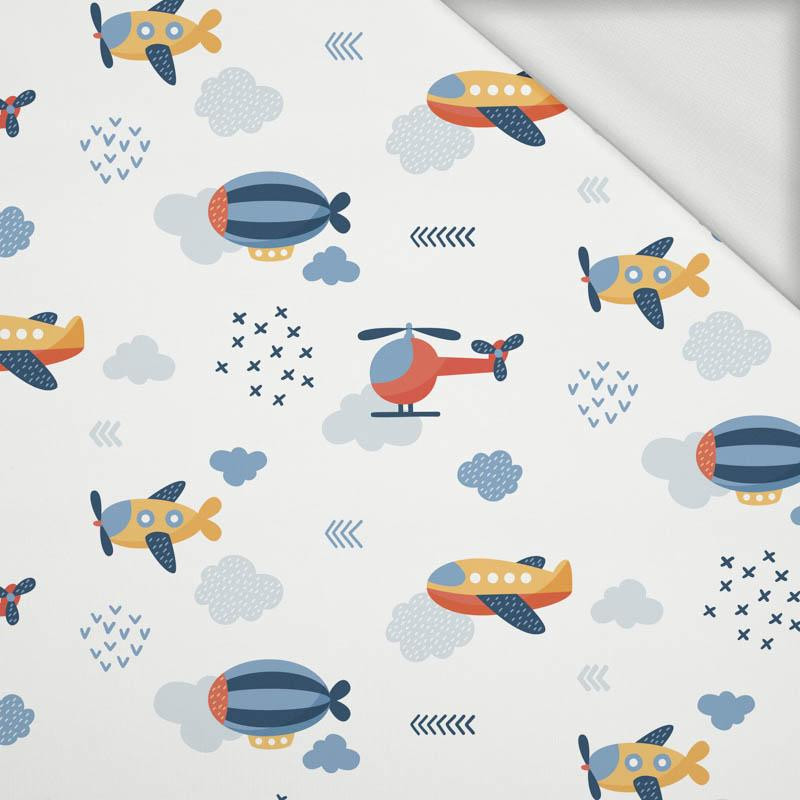 PLANES  pat. 2 / white (ADVENTURE BEGINS) - looped knit fabric