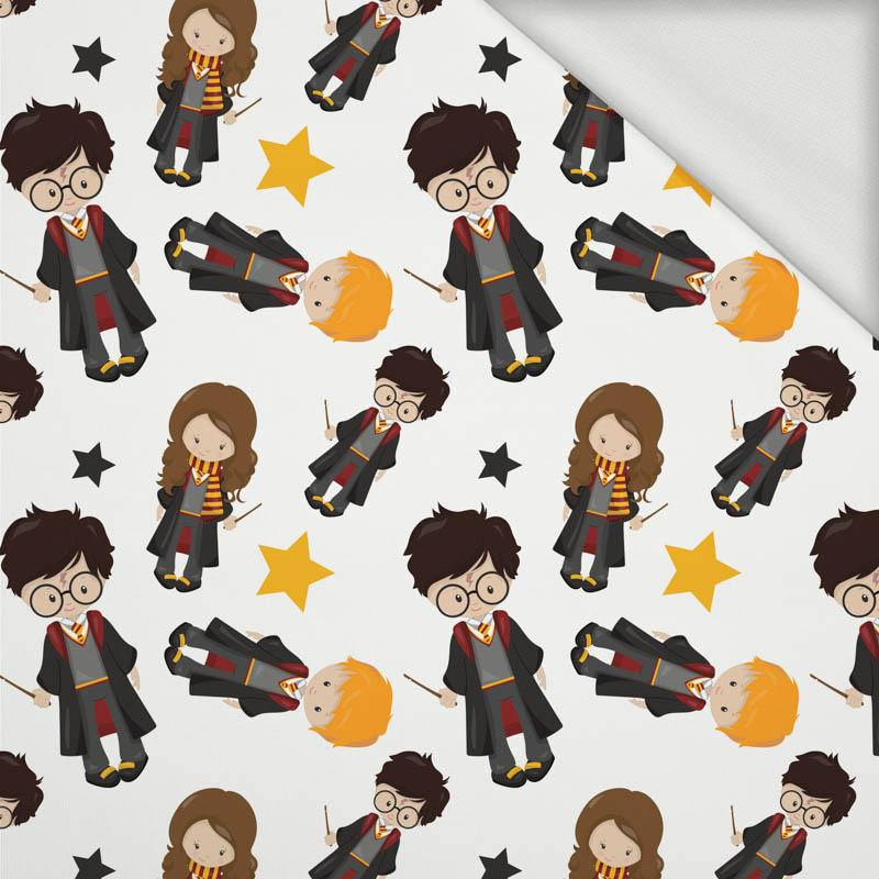 MAGICAL FRIENDS pat. 2 (MAGIC SCHOOL) / white - looped knit fabric