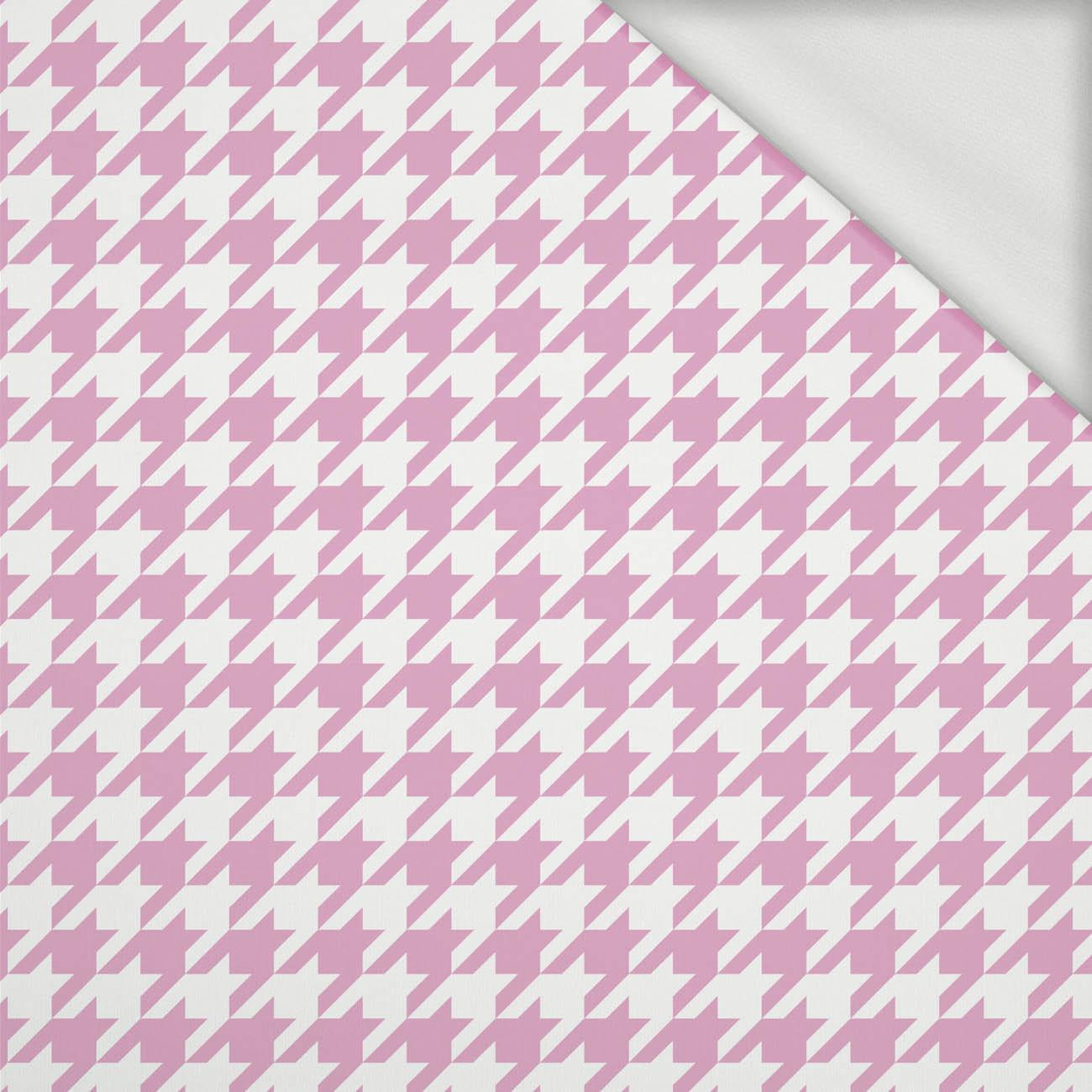 PINK HOUNDSTOOTH / WHITE - looped knit fabric