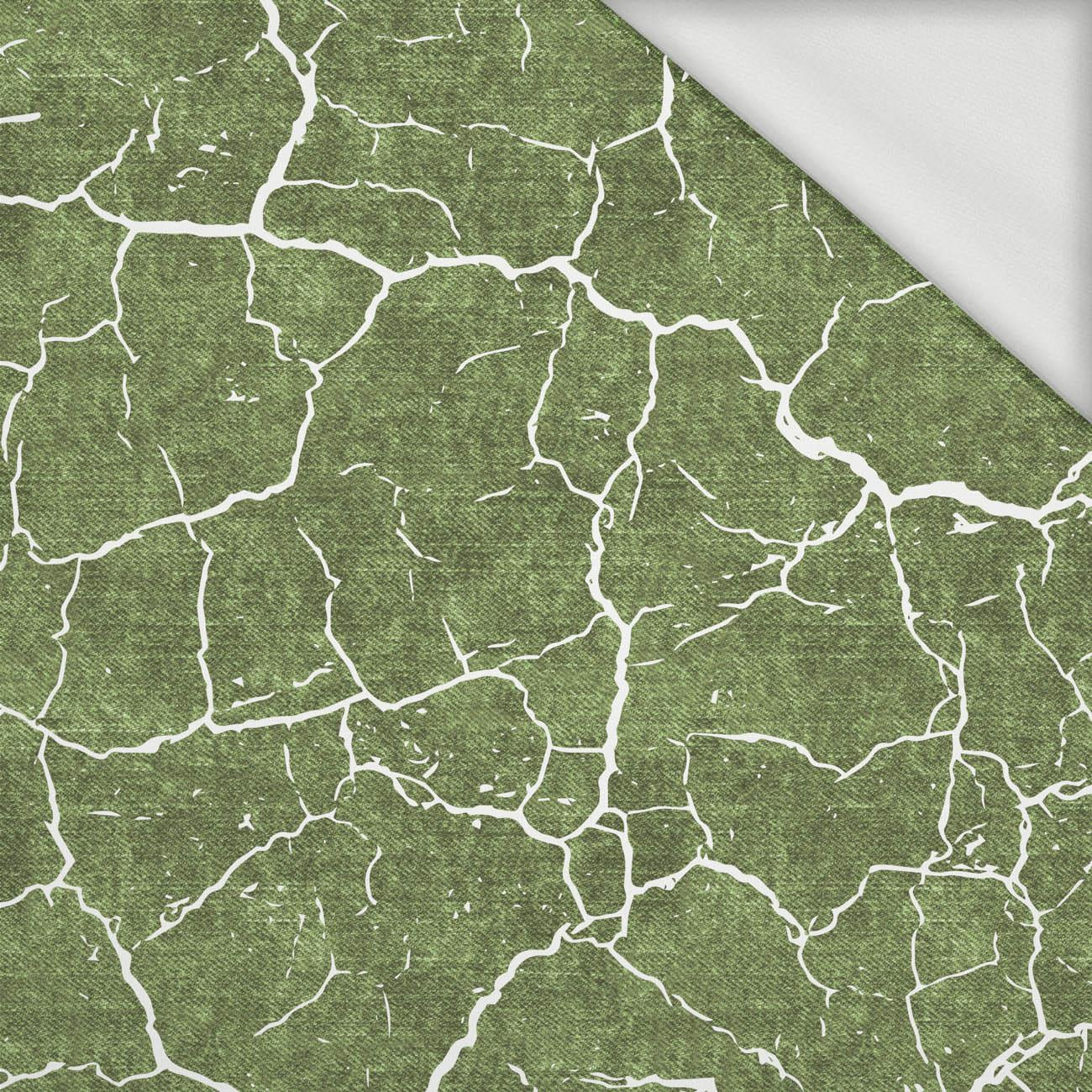 SCORCHED EARTH (white) / ACID WASH (olive) - looped knit fabric