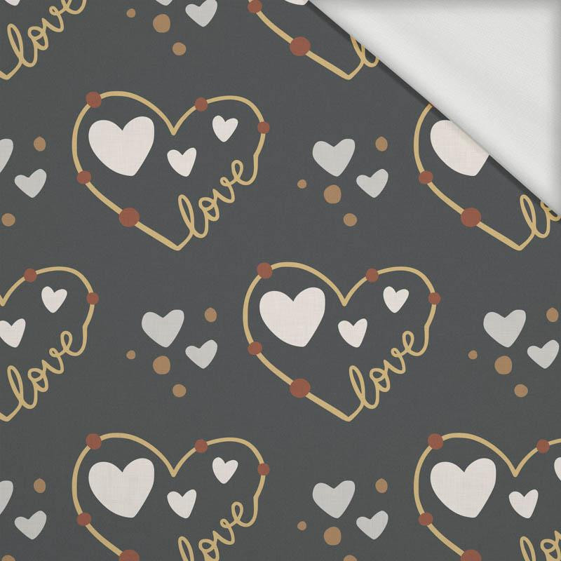 HEARTS (CONTOUR) pat. 3 / white (RAINBOWS AND HEARTS) - looped knit fabric