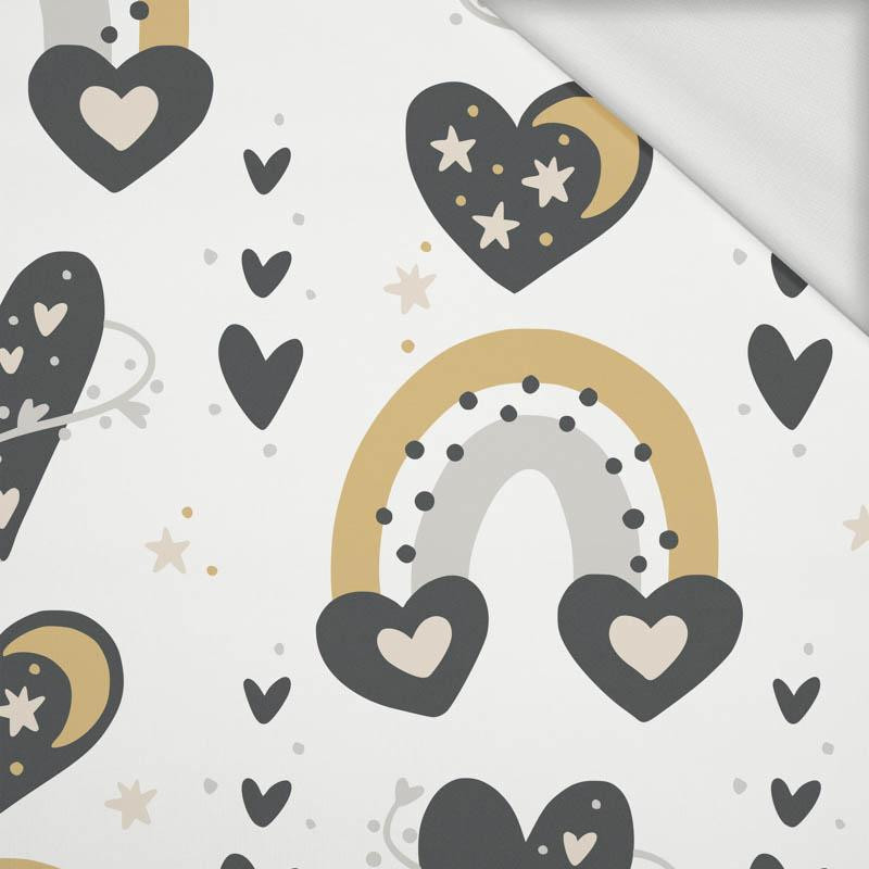 VALENTINE'S RAINBOW pat. 5 / white (RAINBOWS AND HEARTS) - looped knit fabric