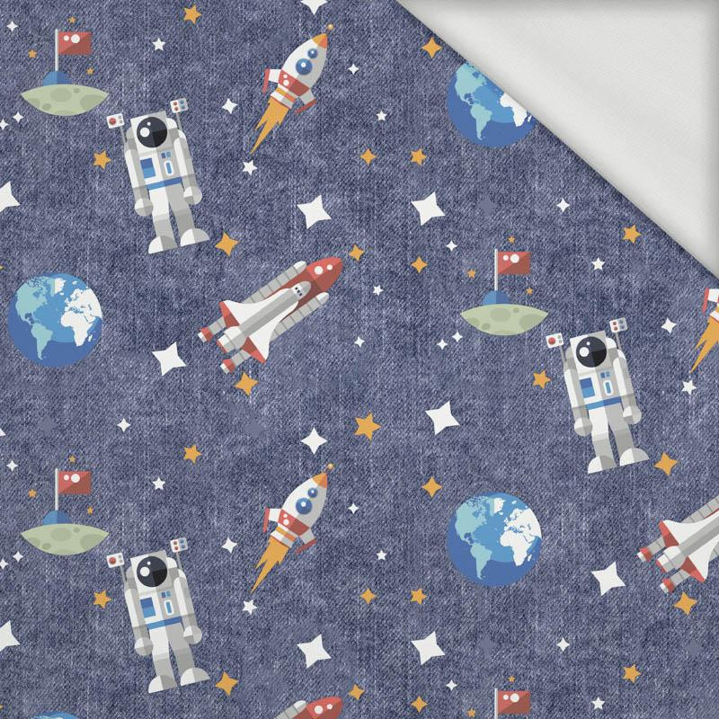 50cm IN THE SPACE PAT. 2 (SPACE EXPEDITION) / ACID WASH DARK BLUE - looped knit fabric