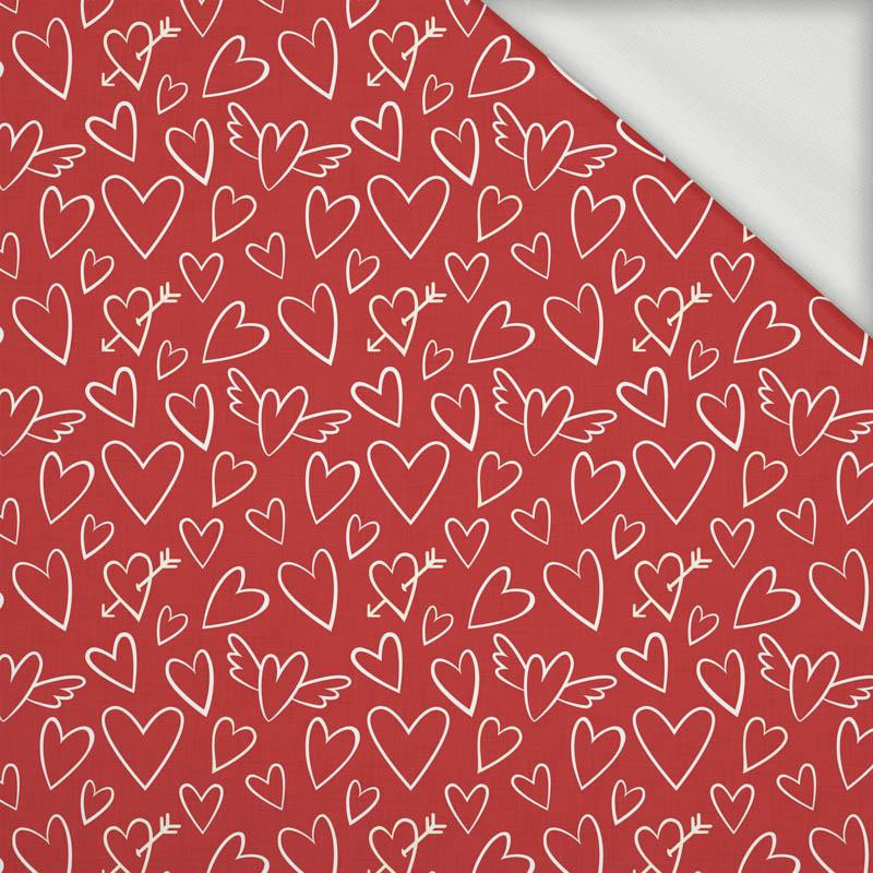 WINGED HEARTS / red (VALENTINE'S MIX) - looped knit fabric