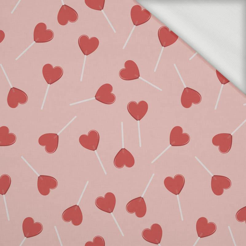 HEARTS (LOLLIPOPS) / pink (BEARS IN LOVE) - looped knit fabric