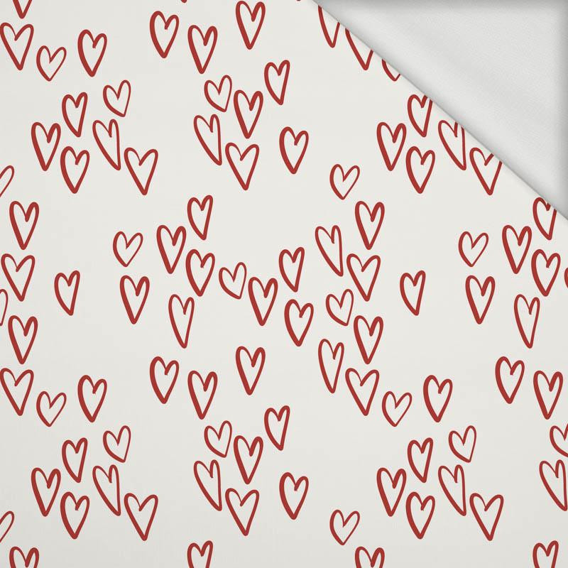 BUBBLE HEARTS / ECRU (BIRDS IN LOVE) - looped knit fabric