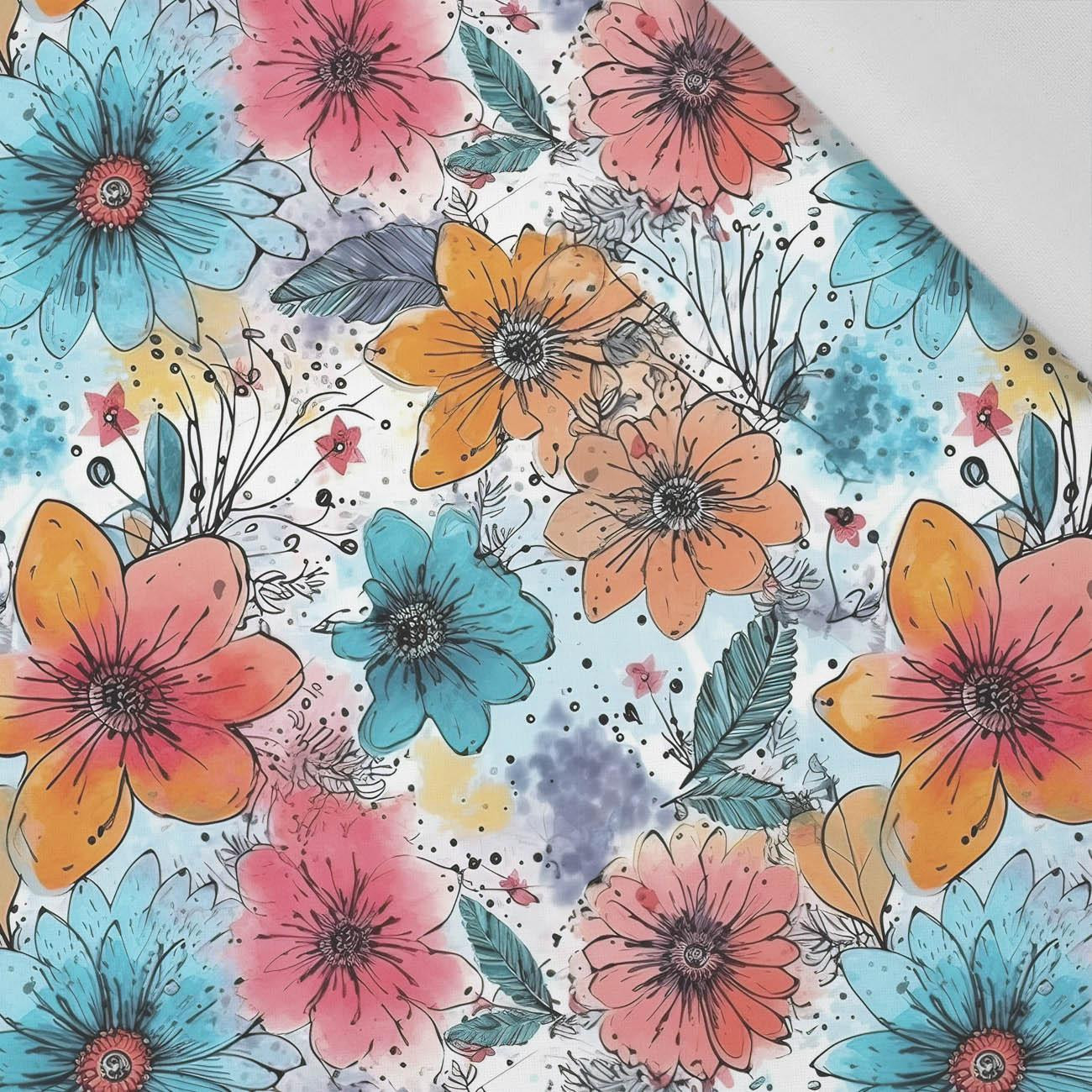 WATER-COLOR FLOWERS pat. 5 - Cotton woven fabric