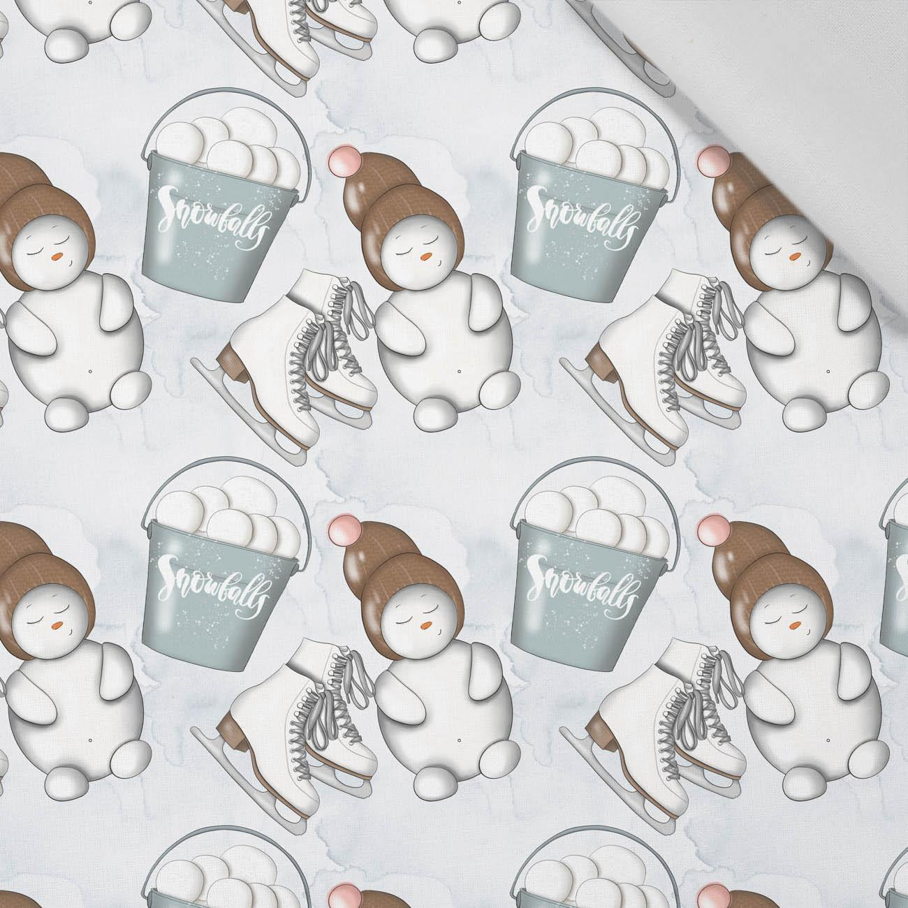 SNOWMEN AND ICE SKATES (WINTER IN THE CITY) - Cotton woven fabric