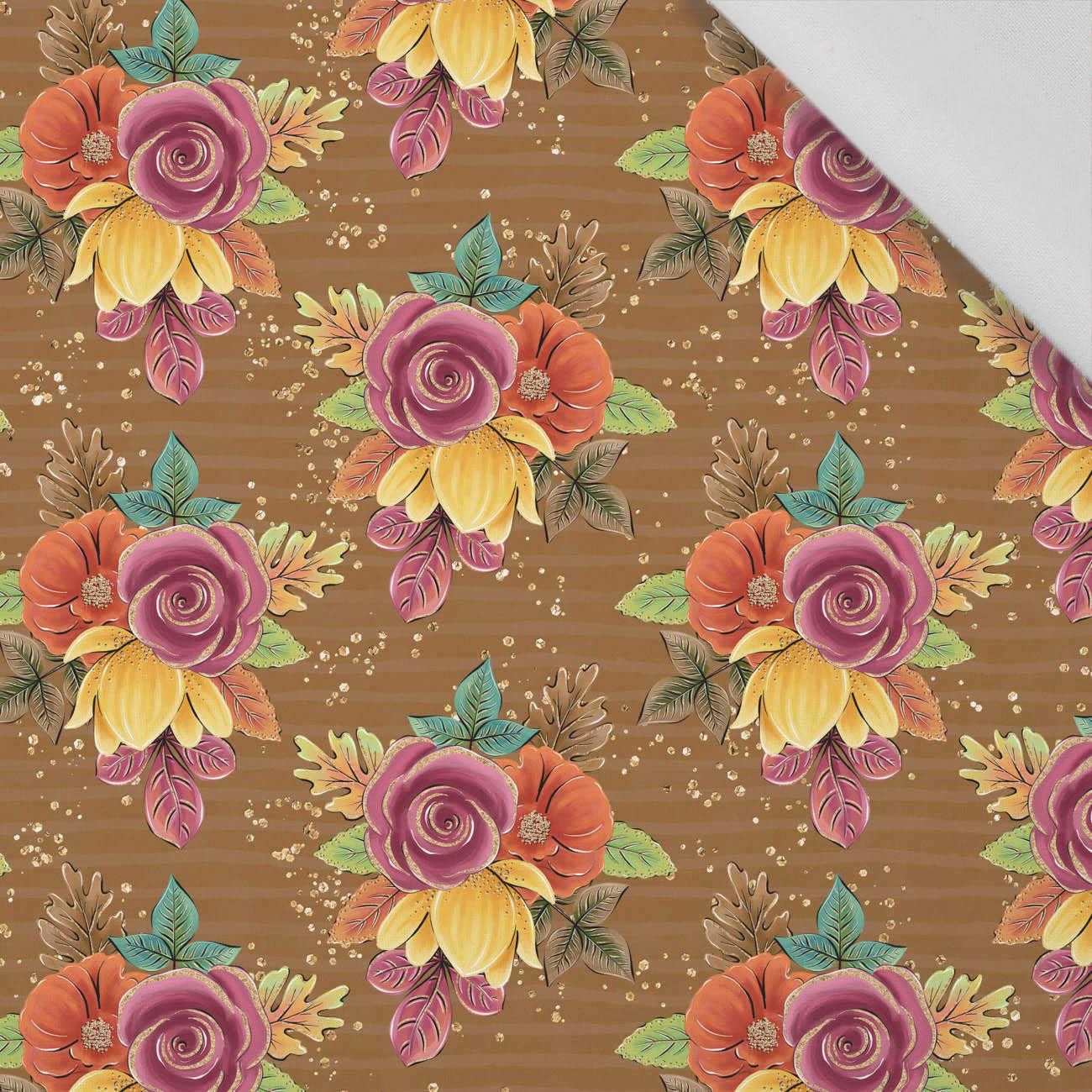 AUTUMN BOUQUET / brown (GLITTER AUTUMN) - Cotton woven fabric