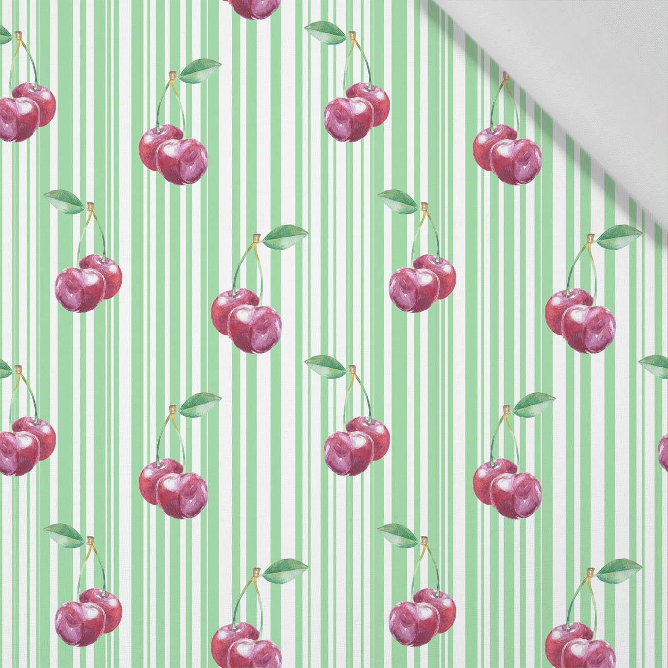 CHERRIES / stripes - Cotton woven fabric