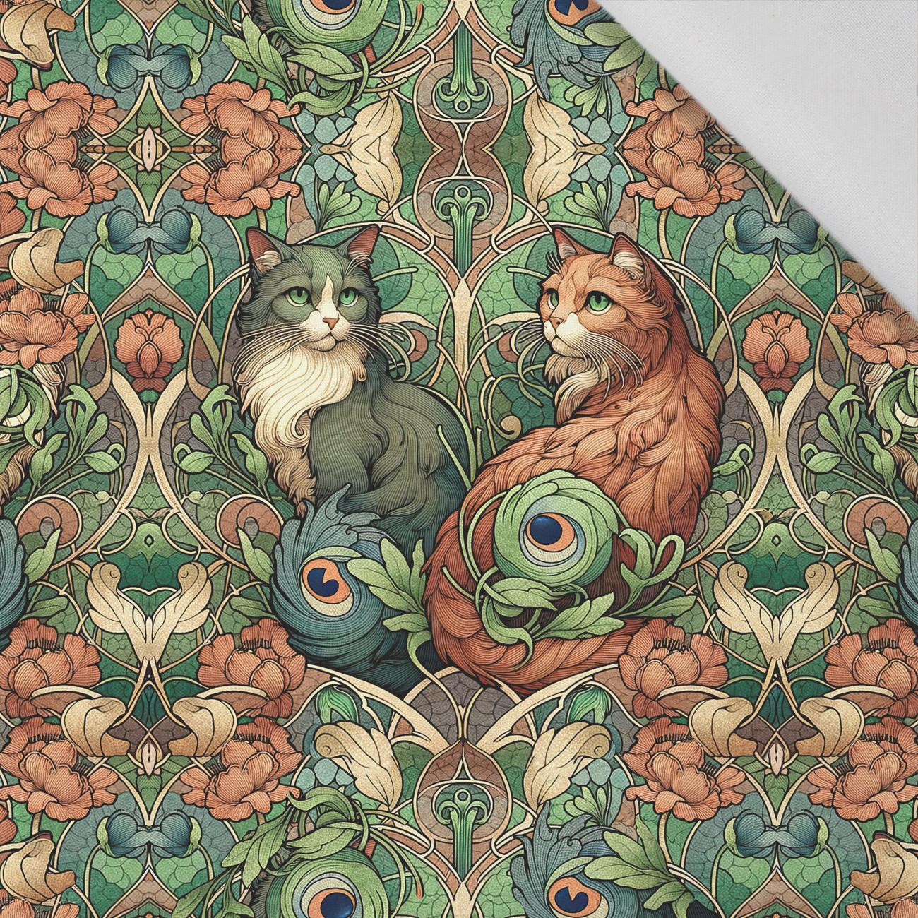 ART NOUVEAU CATS & FLOWERS PAT. 3 - panel (75cm x 80cm) Cotton woven fabric