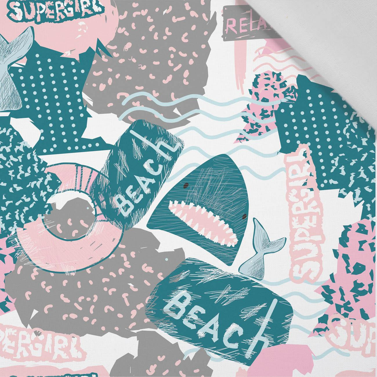 GRAFFITI SHARKS / white - Cotton woven fabric