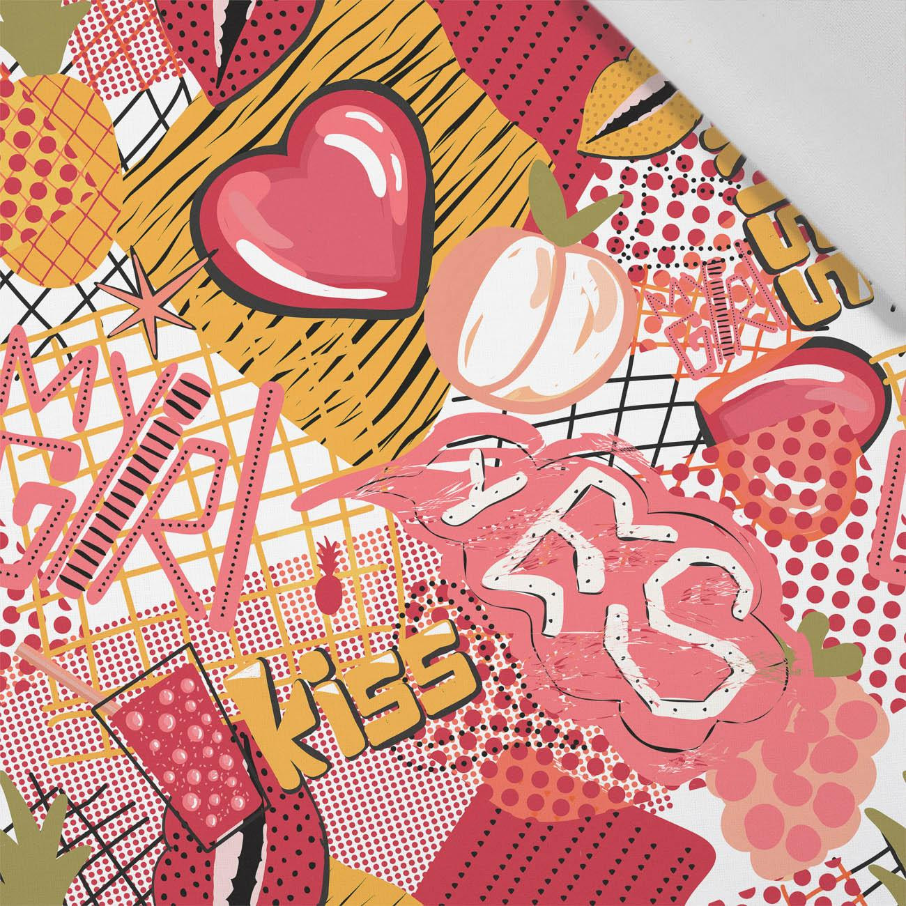 GRAFFITI HEARTS / white - Cotton woven fabric