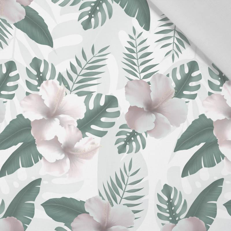 HIBISCUS Pat. 2 / white - Cotton woven fabric