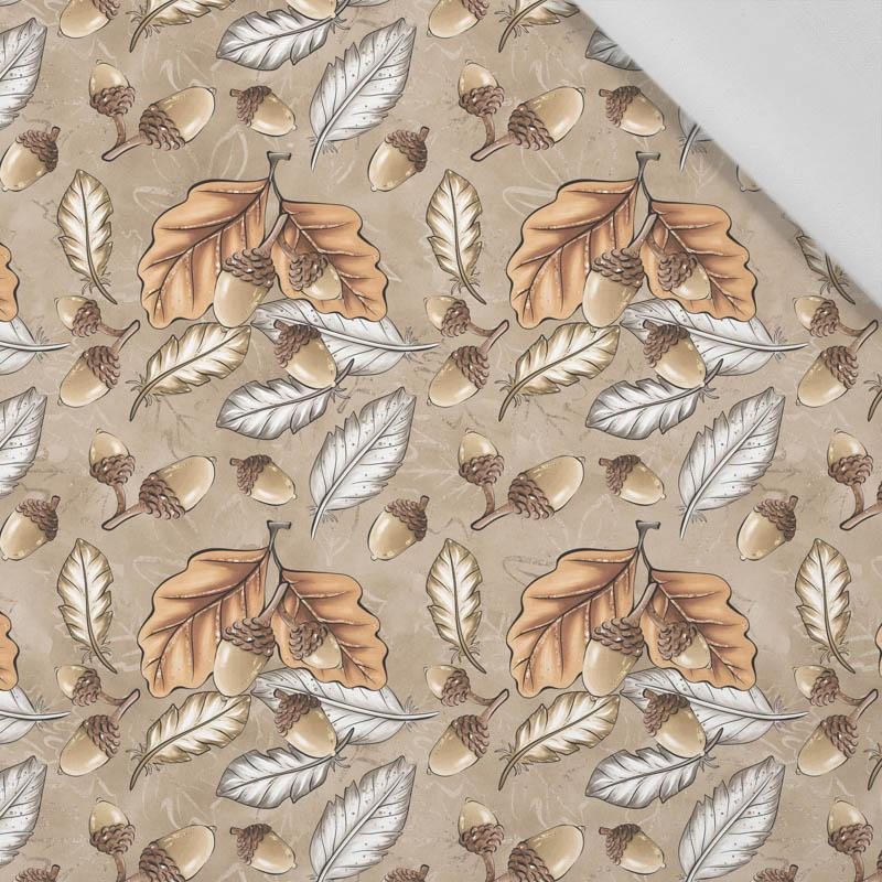 LEAVES AND ACORNS pat. 3 (AUTUMN IN THE FOREST) - Cotton woven fabric