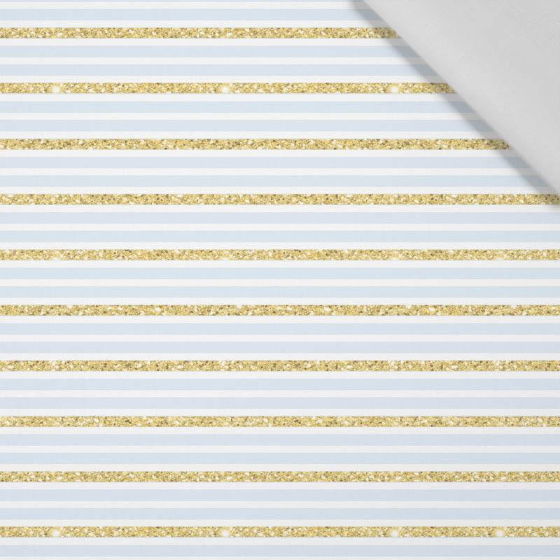 LIGHT BLUE STRIPES / GLITTER (PUMPKIN GARDEN) - Cotton woven fabric