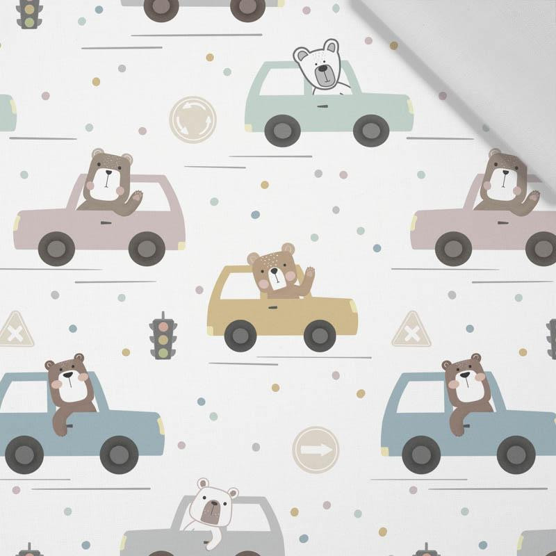 COLORFUL CARS / traffic lights (CITY BEARS) - Cotton woven fabric