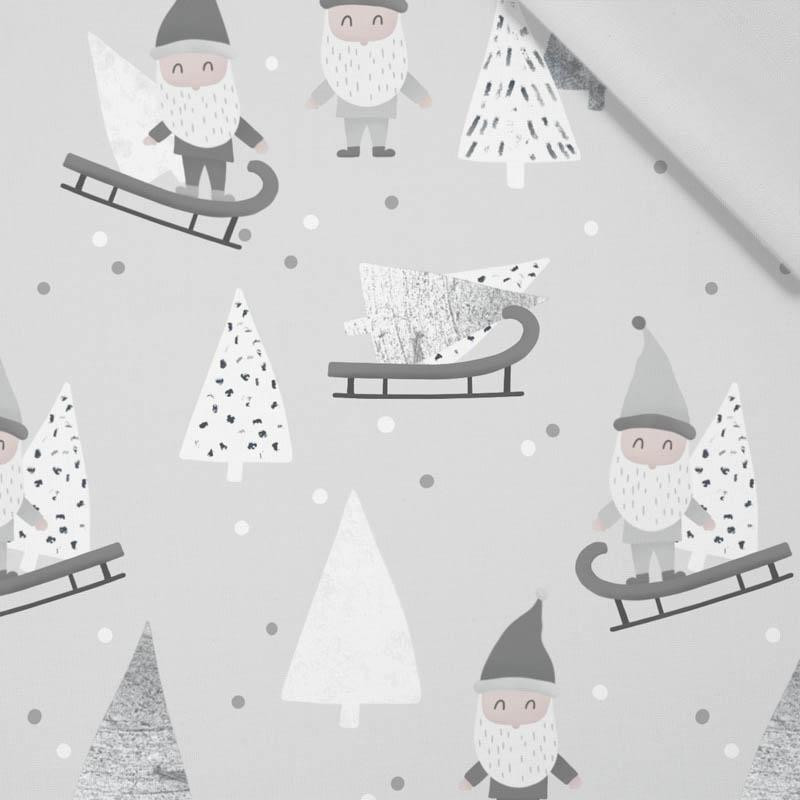 SLEDDING DWARFS (FOREST DWARFS) / GREY - Cotton woven fabric