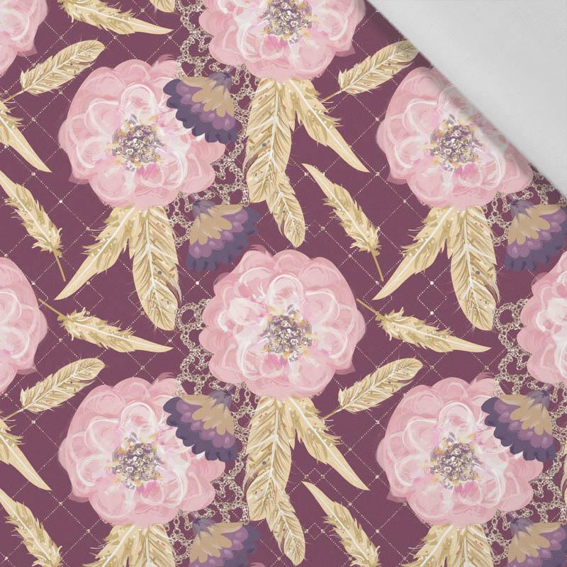 FLOWERS AND GOLDEN FEATHERS pat. 1 - Cotton woven fabric