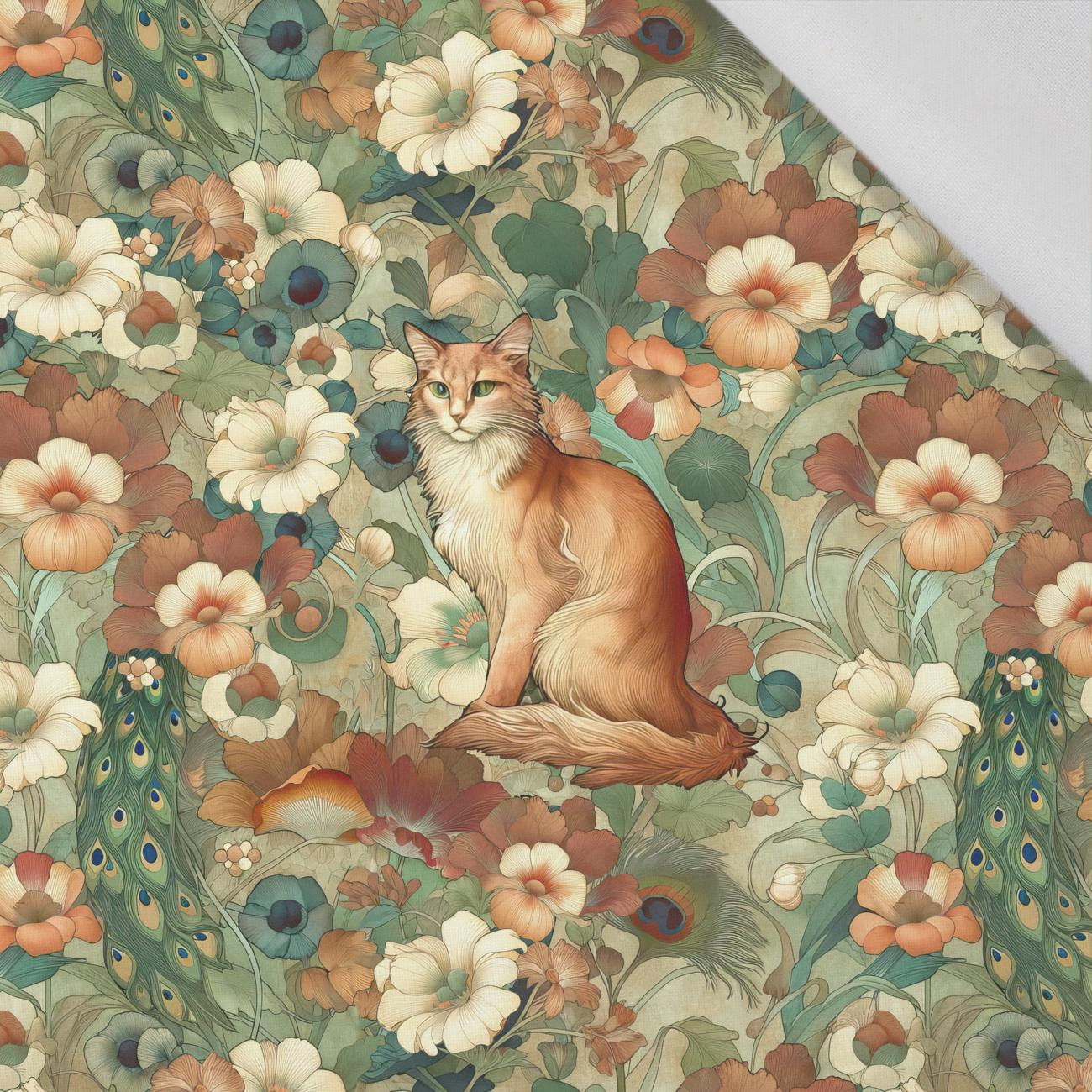 ART NOUVEAU CATS & FLOWERS PAT. 2 - panel (60cm x 50cm) Cotton woven fabric