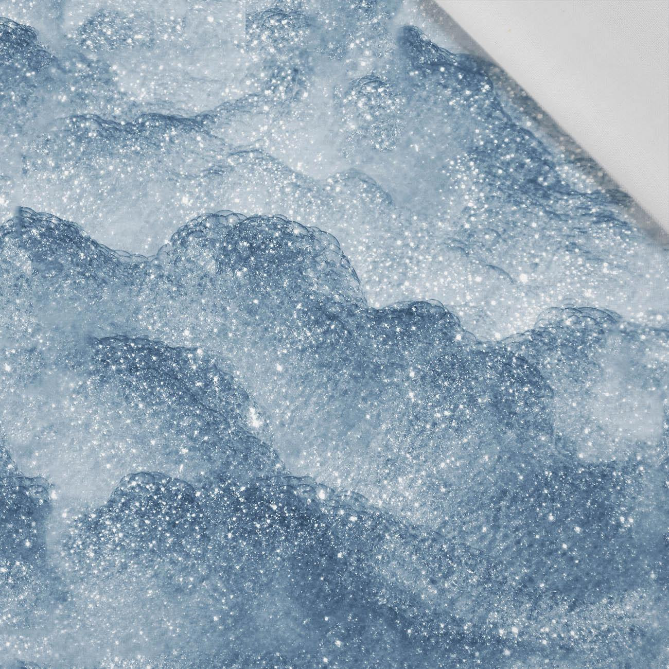 SNOW / sea blue (PAINTED ON GLASS) - Cotton woven fabric