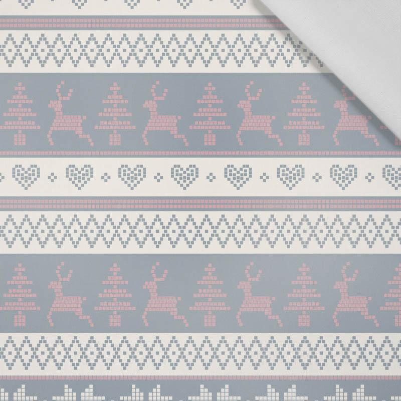 REINDEERS PAT. 3 / grey (NORWEGIAN PATTERNS)  - Cotton woven fabric