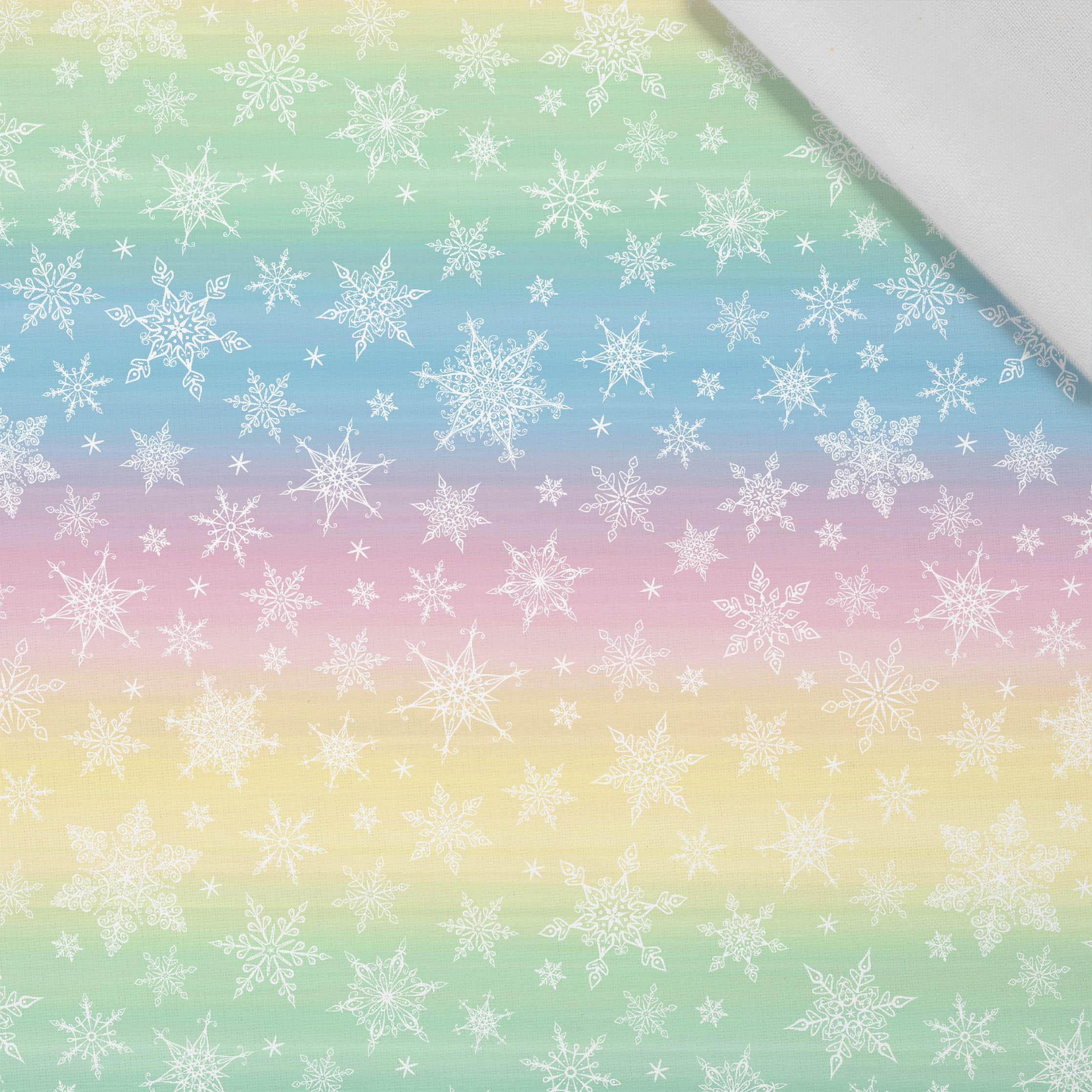 SNOWFLAKES PAT. 2 / RAINBOW STRIPES XL pat. 2  - Cotton woven fabric