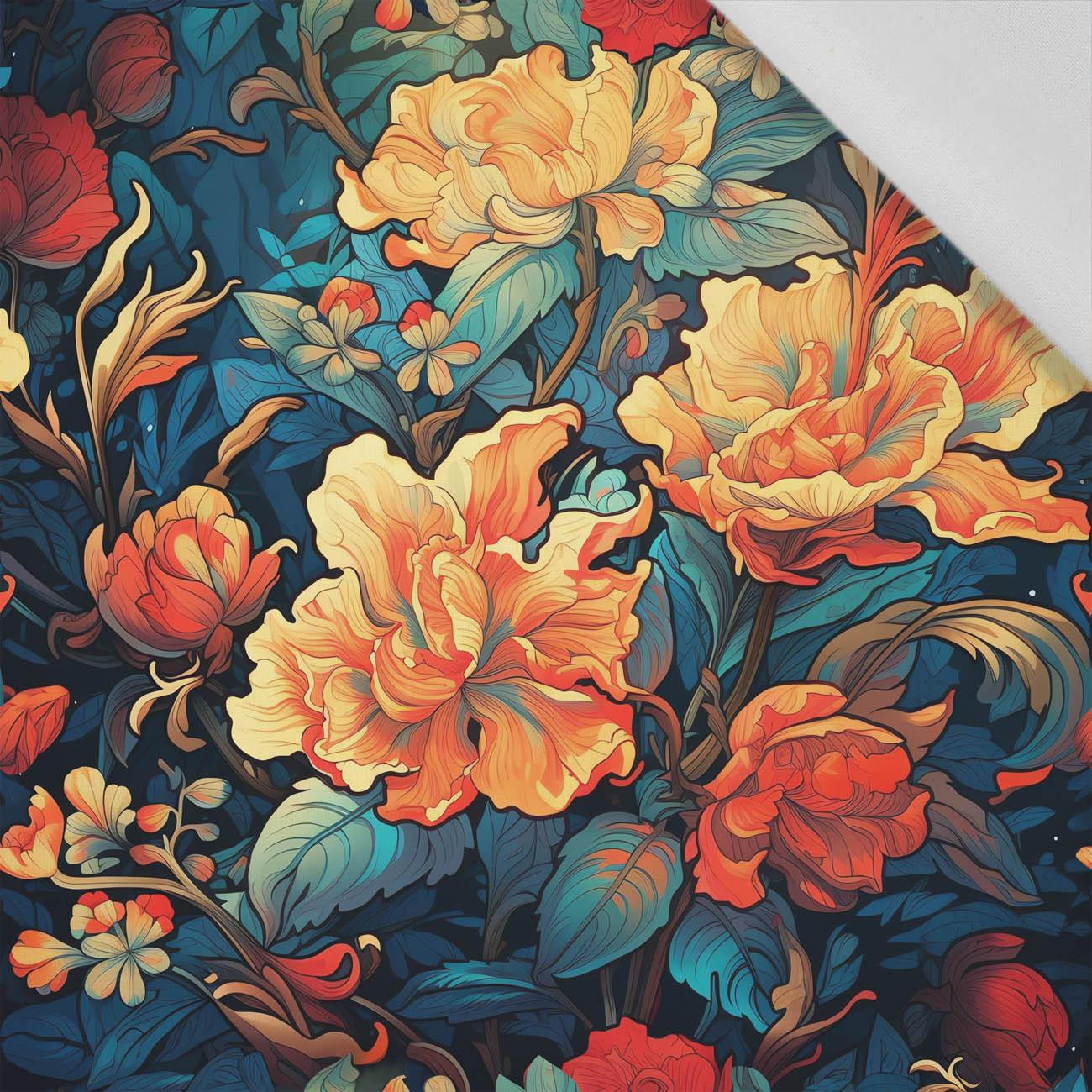 VINTAGE CHINESE FLOWERS PAT. 4 - Cotton woven fabric